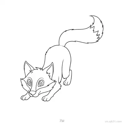 顽皮狐狸儿童涂色页 – 免费可打印简笔画涂色画