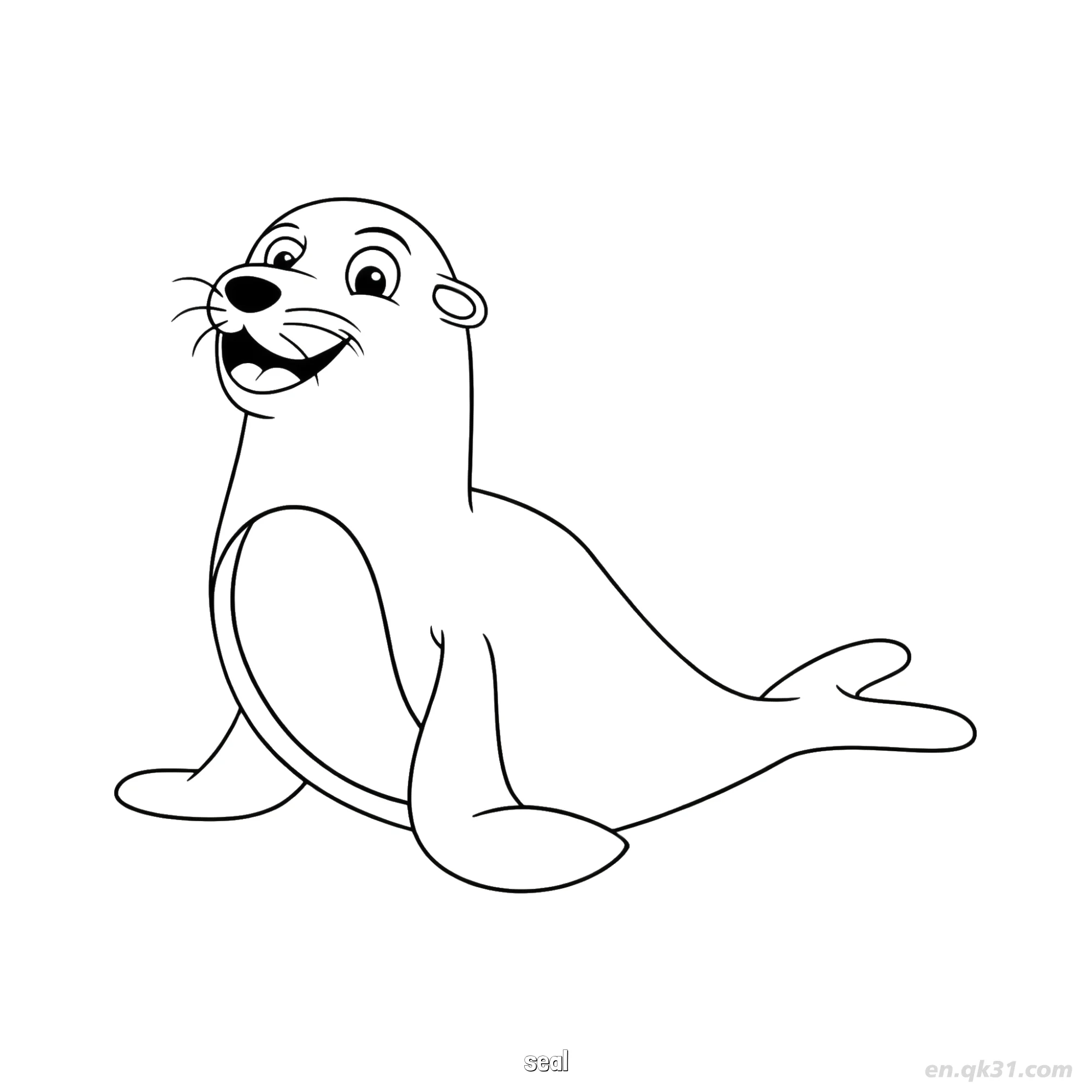 免费 顽皮海豹海洋动物涂色页 简笔画涂色页