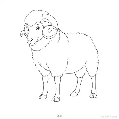 公羊儿童涂色页 – 免费可打印简笔画涂色画