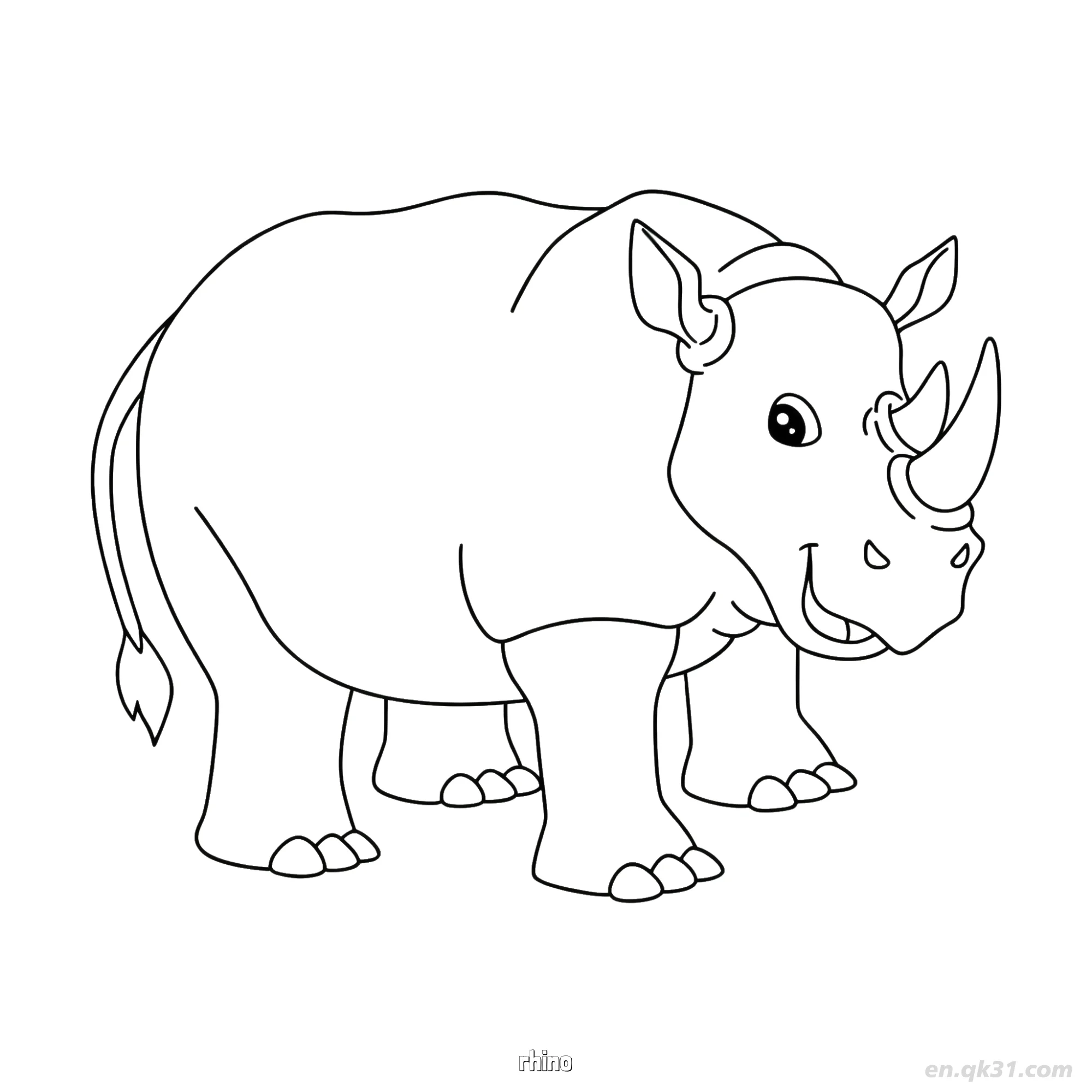 免费 幼儿犀牛涂色页 简笔画涂色页