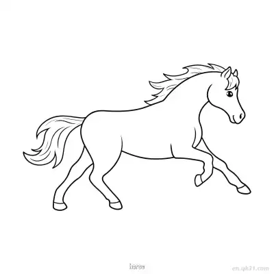 可打印奔跑马匹涂色页 – 免费可打印简笔画涂色画