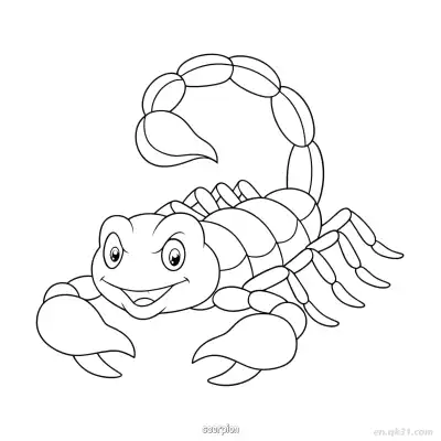 微笑卡通蝎子涂色页 – 免费可打印简笔画涂色画