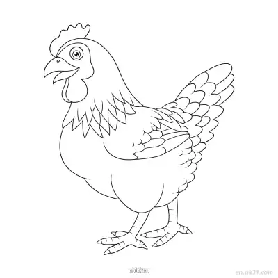 侧面母鸡农场动物涂色页 – 免费可打印简笔画涂色画