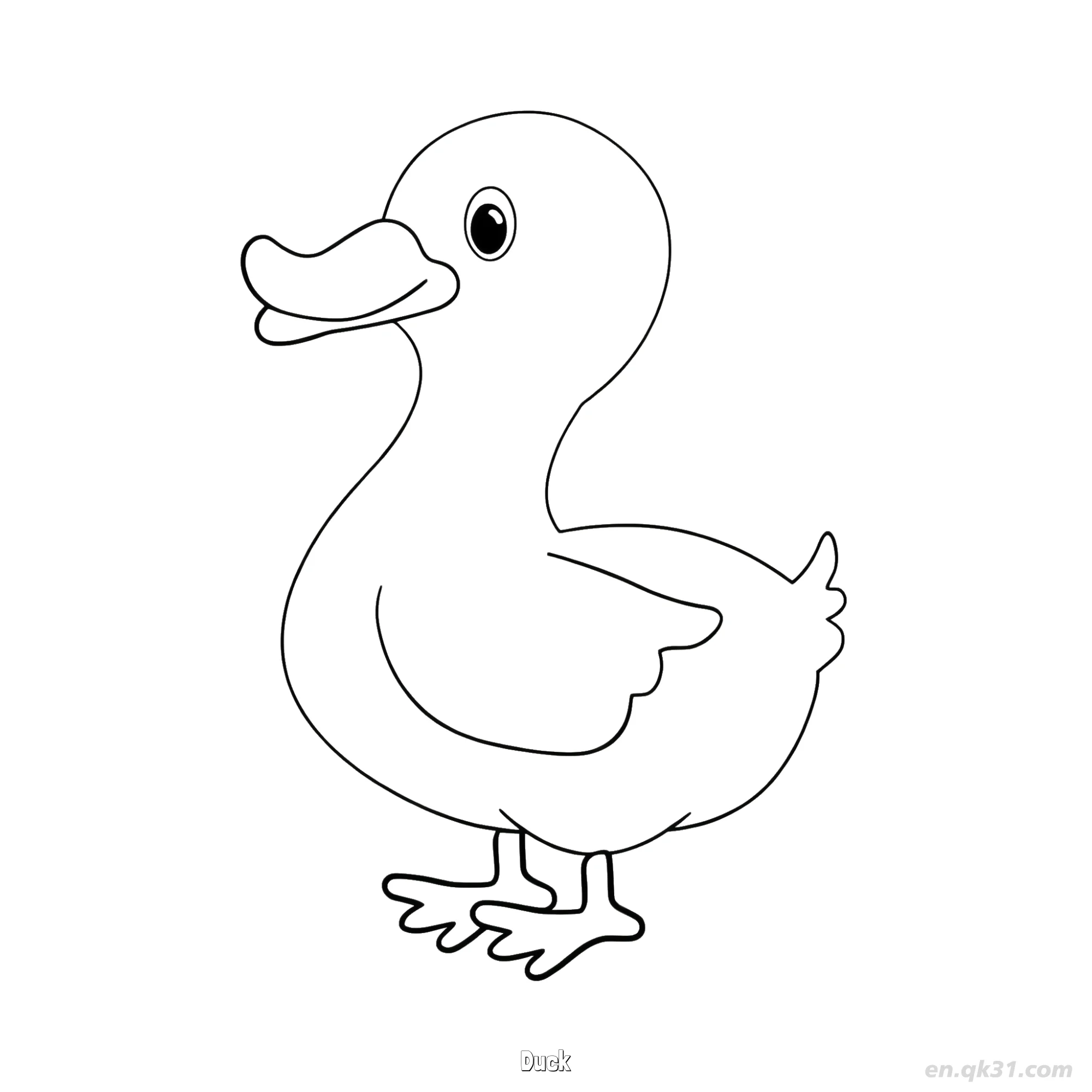 免费 简单鸭子儿童涂色页 简笔画涂色页