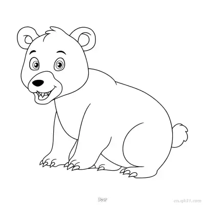 微笑坐熊涂色页 – 免费可打印简笔画涂色画