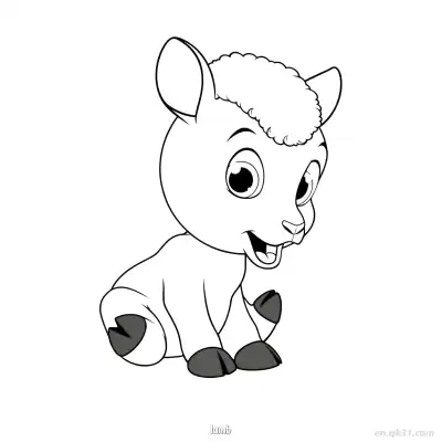儿童坐姿小羊涂色页 – 免费可打印简笔画涂色画