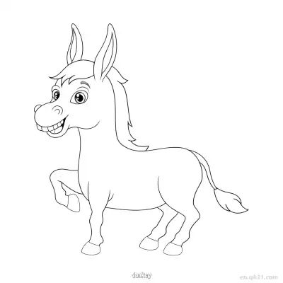 微笑驴子简单农场涂色页 – 免费可打印简笔画涂色画