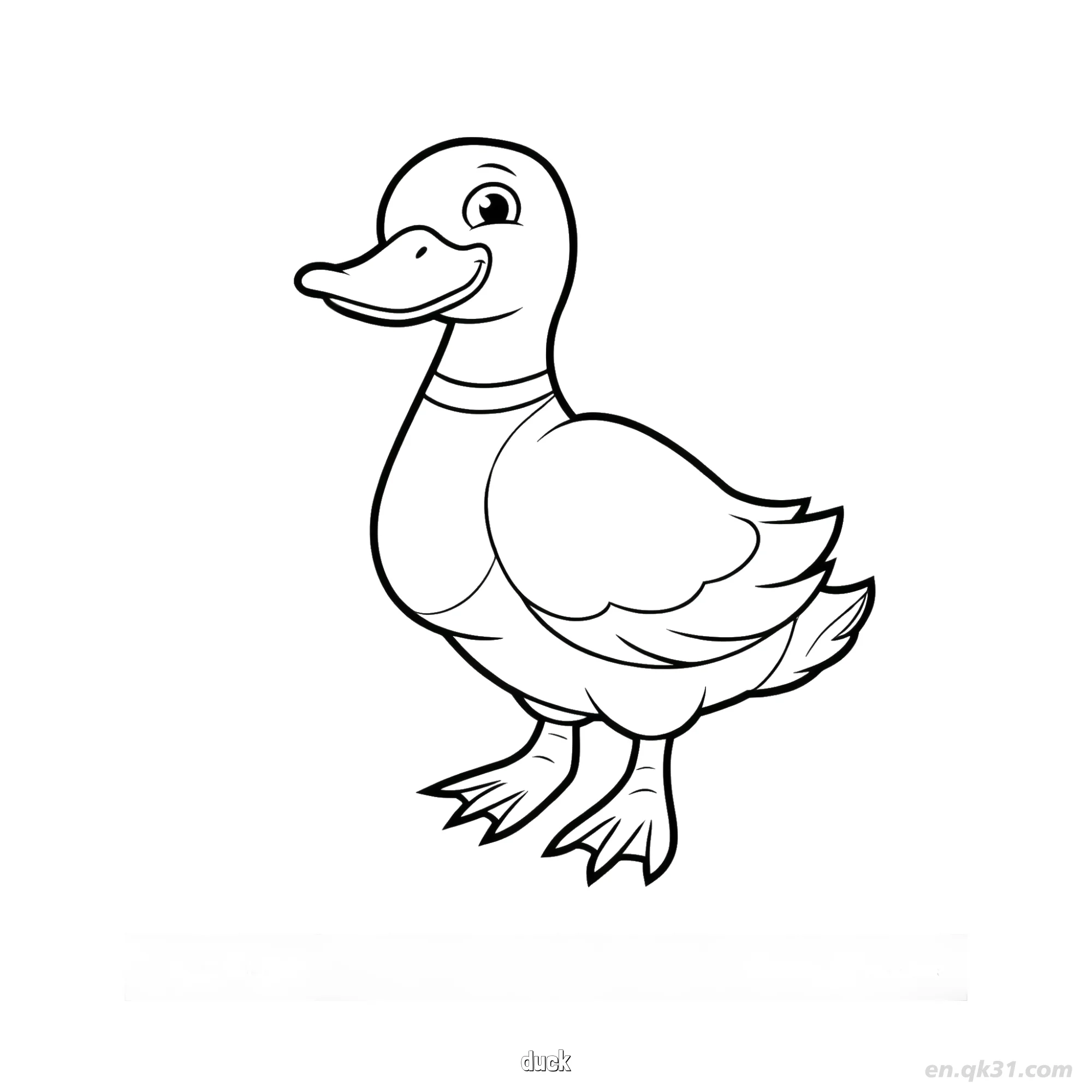 免费 微笑卡通鸭子涂色页 简笔画涂色页