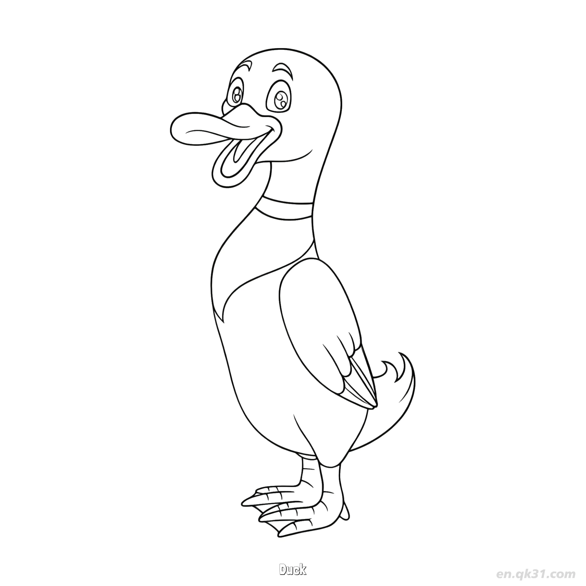 免费 张嘴微笑鸭子涂色页 简笔画涂色页