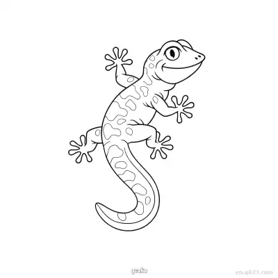微笑壁虎趣味爬行动物涂色页 – 免费可打印简笔画涂色画