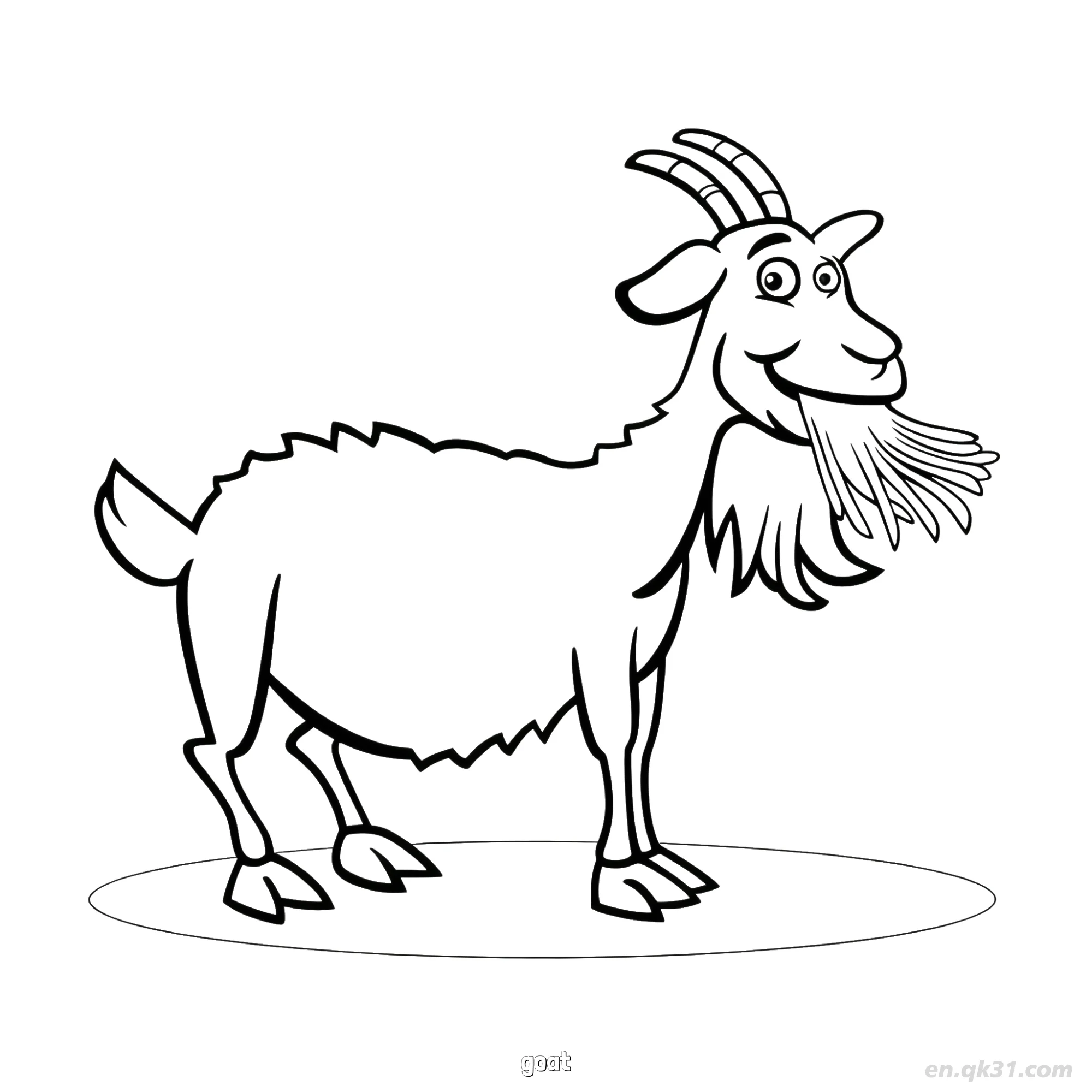免费 微笑山羊农场动物涂色页 简笔画涂色页