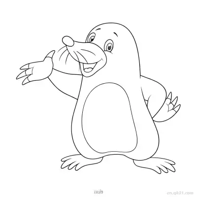 微笑鼹鼠地下动物涂色页 – 免费可打印简笔画涂色画
