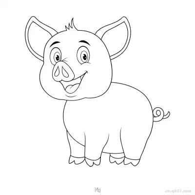 微笑猪儿童涂色页 – 免费可打印简笔画涂色画