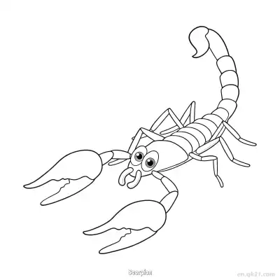 微笑蝎子儿童涂色页 – 免费可打印简笔画涂色画