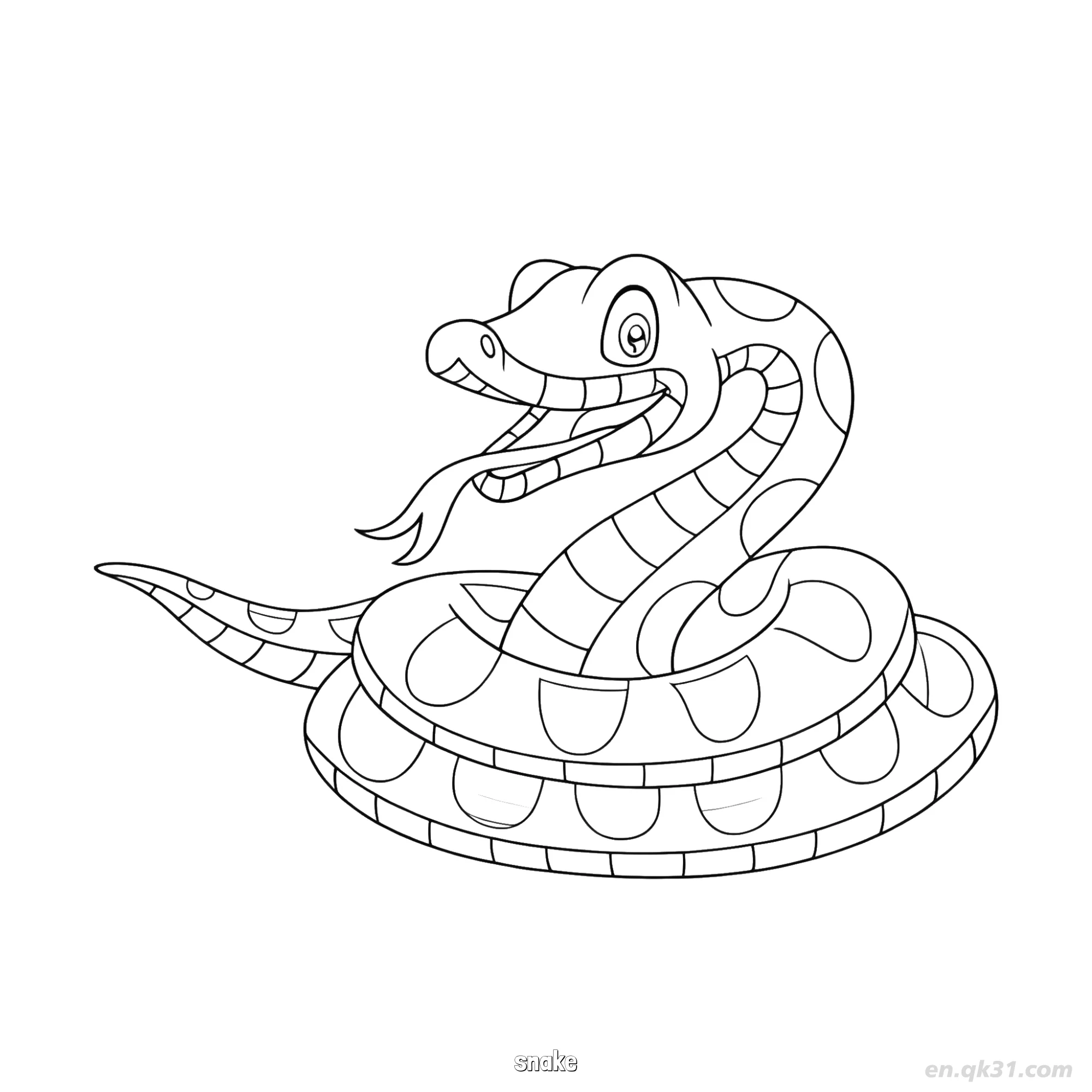 免费 带图案蛇涂色页 简笔画涂色页