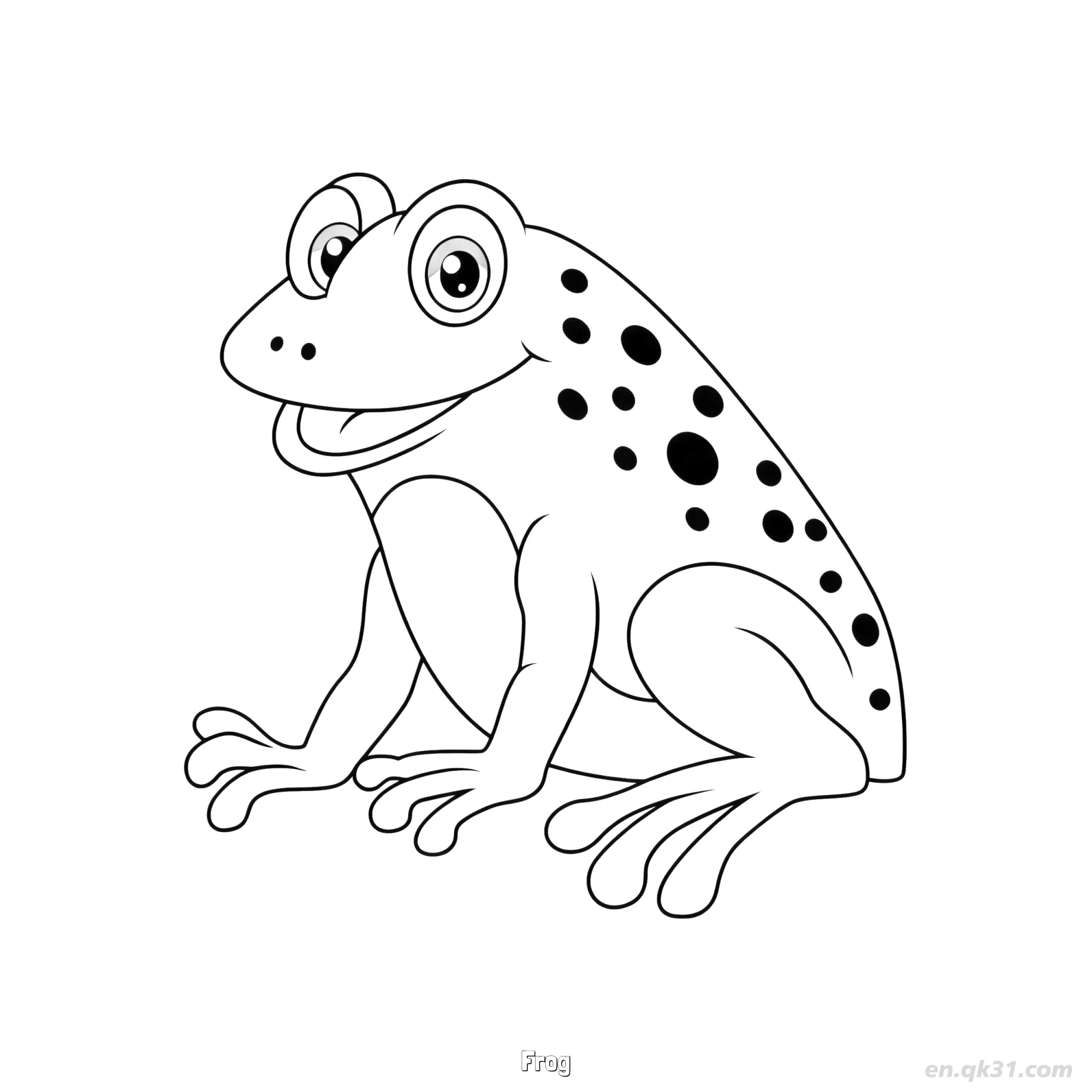 免费 前向坐姿斑点蛙涂色页 简笔画涂色页