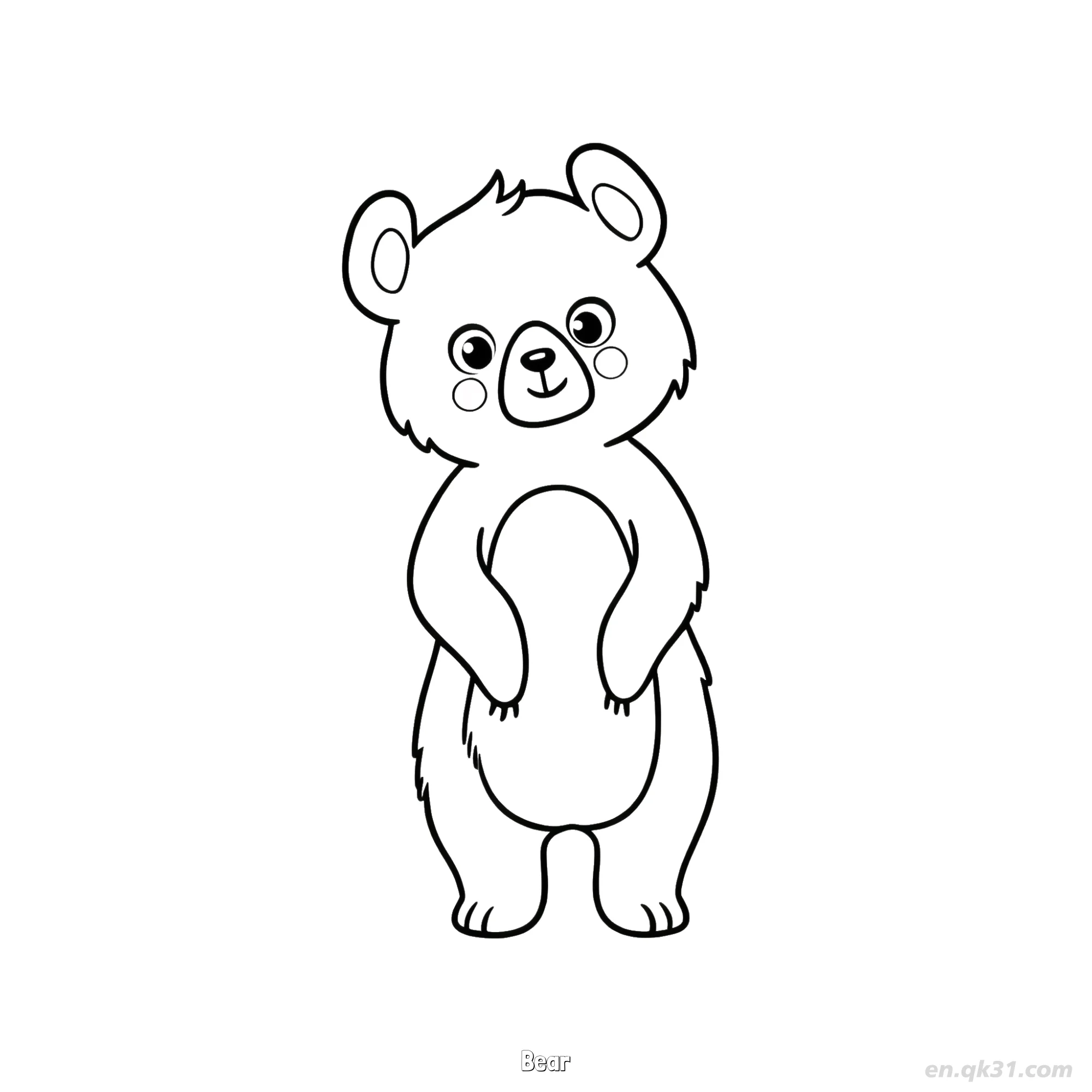 免费 红脸颊站熊涂色页 简笔画涂色页