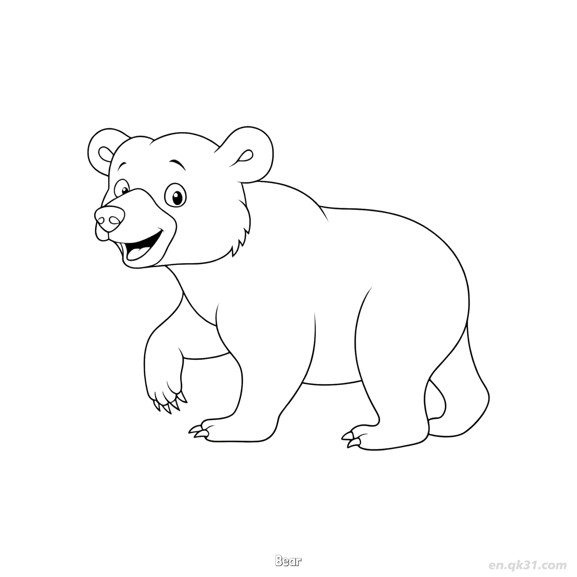 免费 举爪站熊涂色页 简笔画涂色页