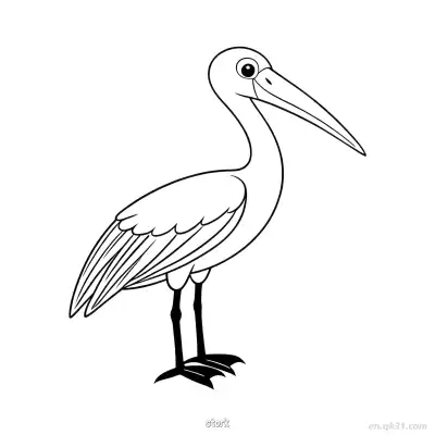长嘴鹳涂色页 – 免费可打印简笔画涂色画