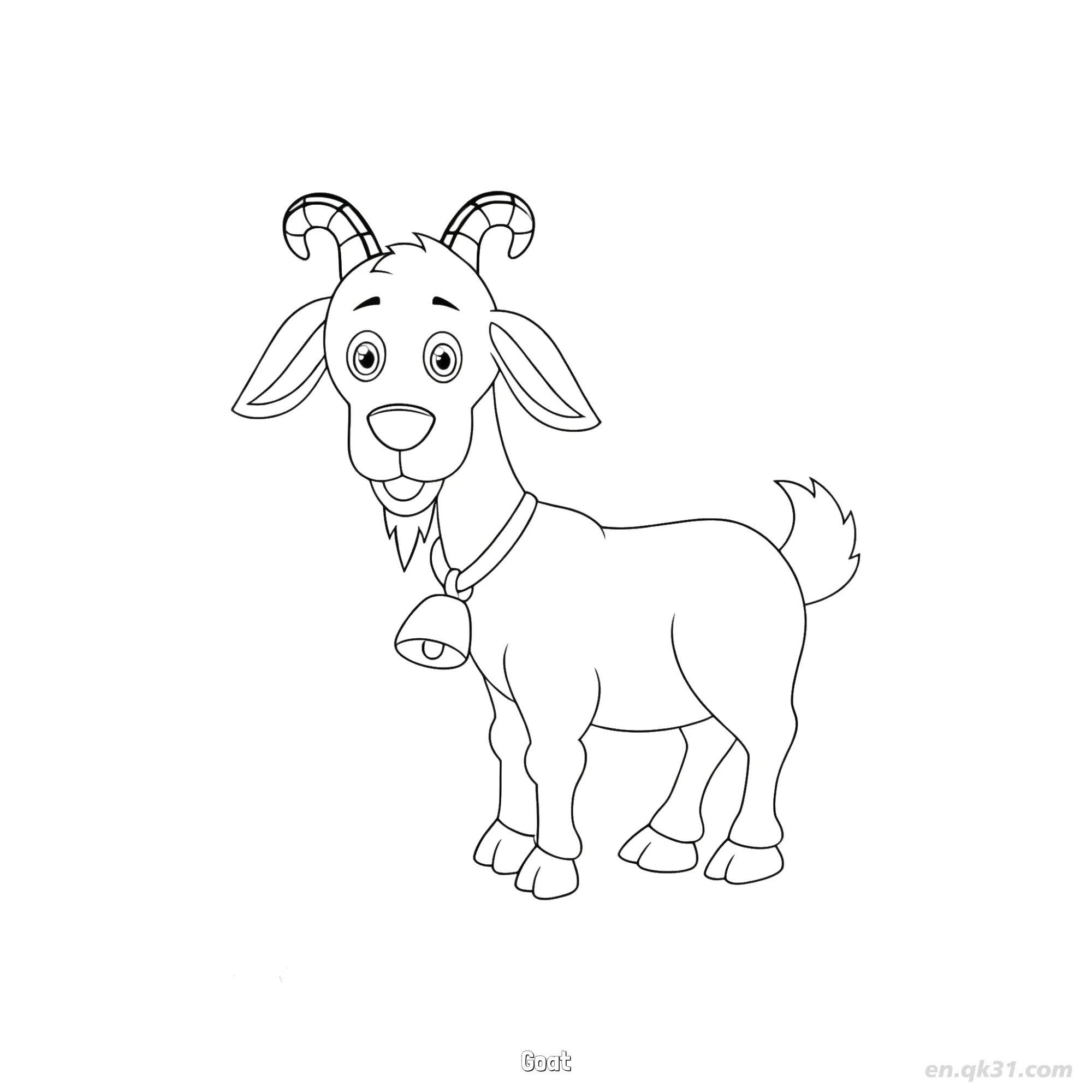 免费 带铃条纹角山羊涂色页 简笔画涂色页