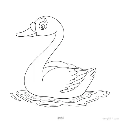 水上天鹅优雅鸟类涂色页 – 免费可打印简笔画涂色画