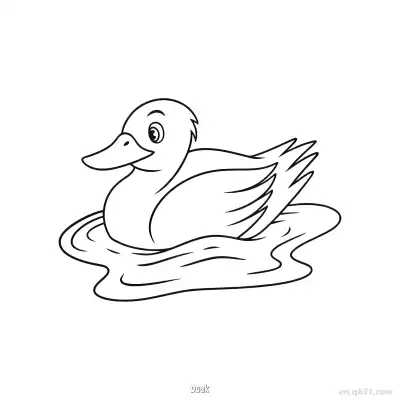 涟漪水游泳鸭涂色页 – 免费可打印简笔画涂色画