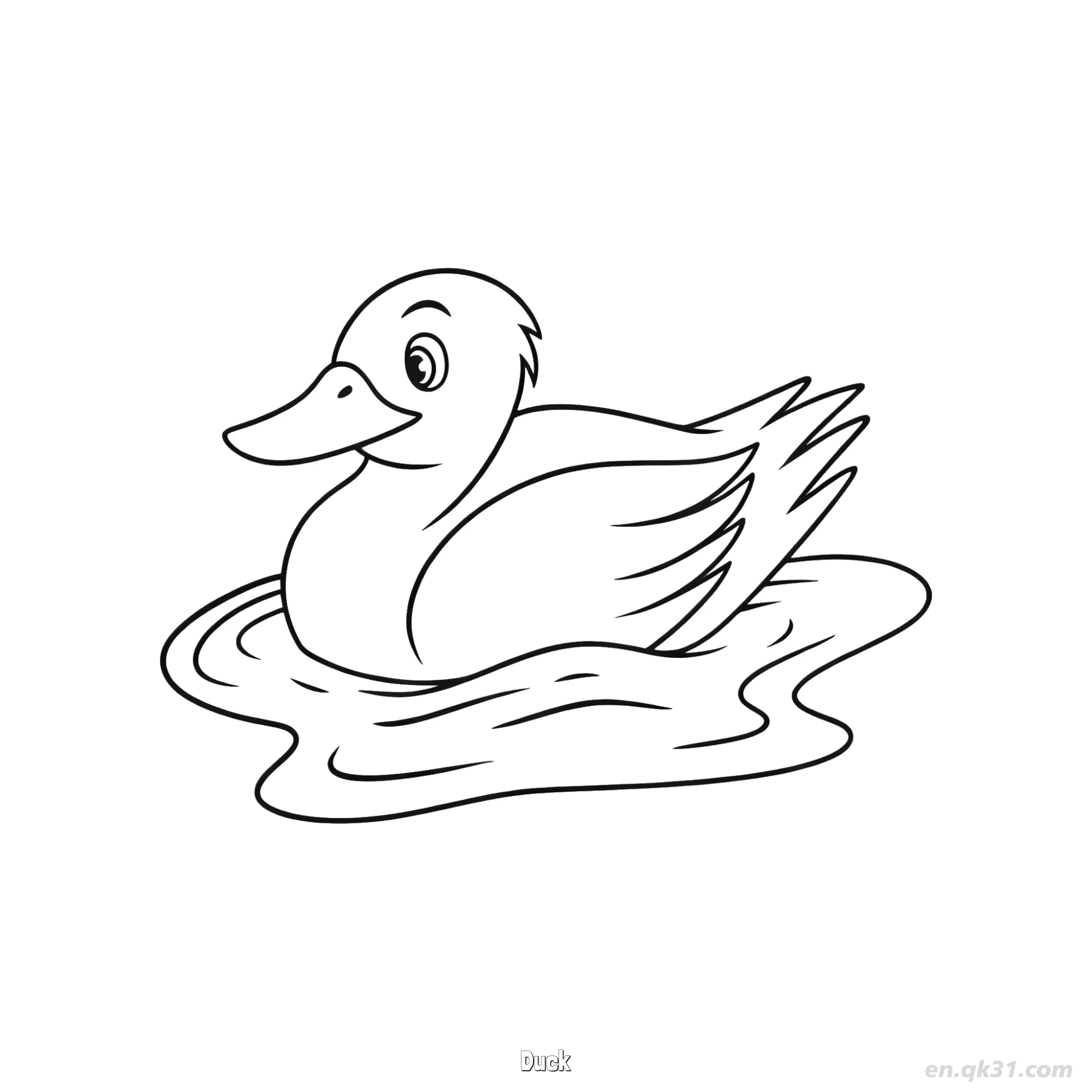 免费 涟漪水游泳鸭涂色页 简笔画涂色页
