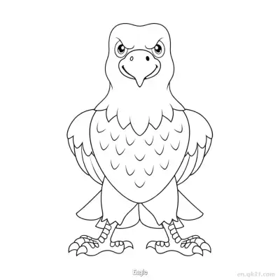 对称严肃表情鹰涂色页 – 免费可打印简笔画涂色画