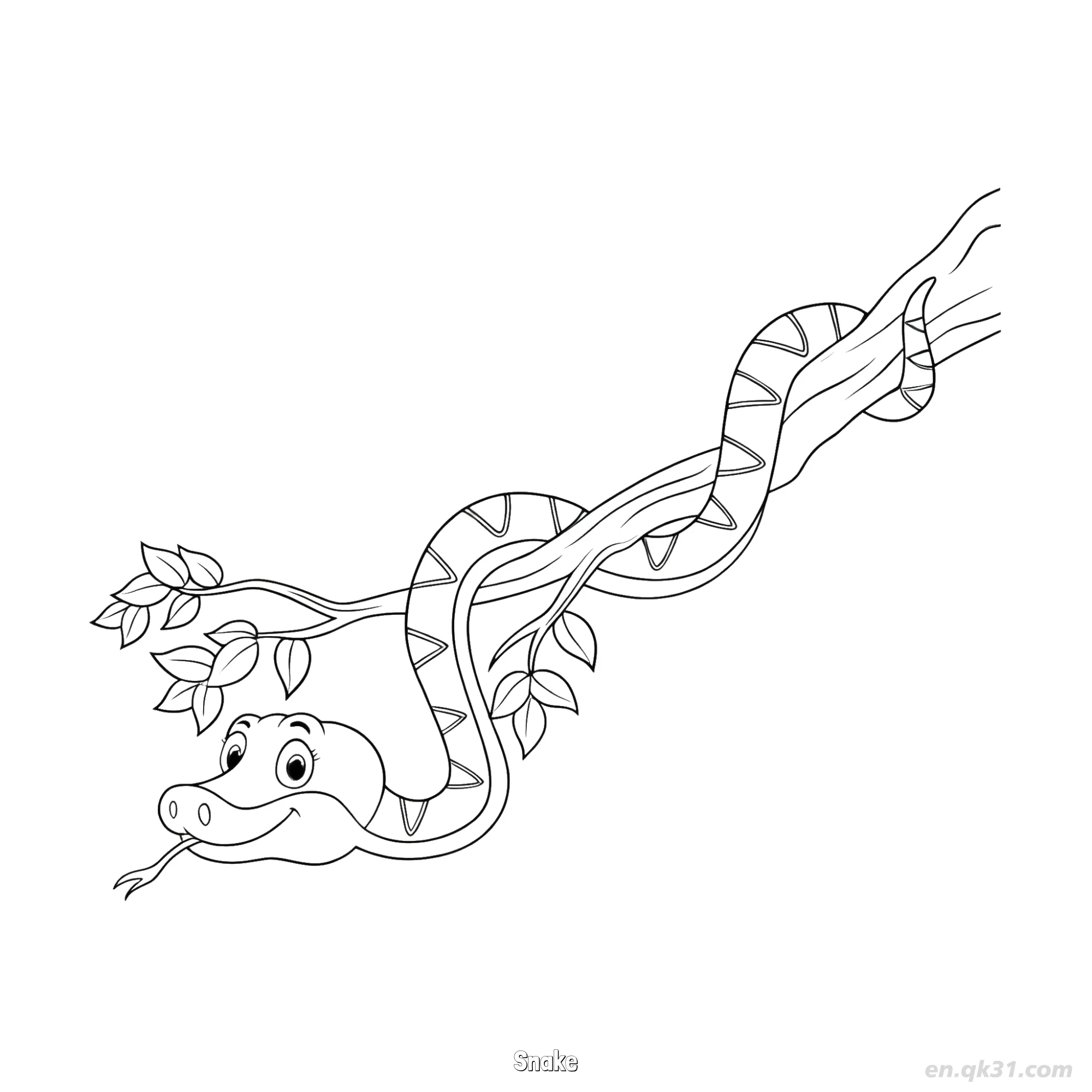免费 树蛇儿童涂色页 简笔画涂色页
