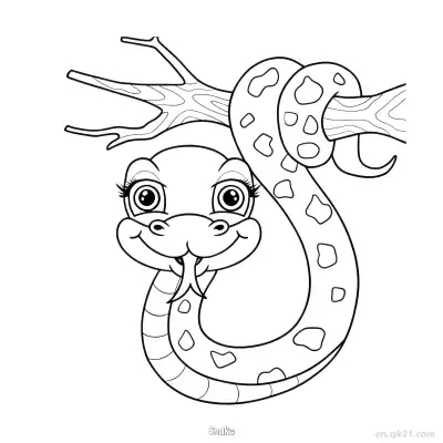 睫毛树蛇涂色页 – 免费可打印简笔画涂色画