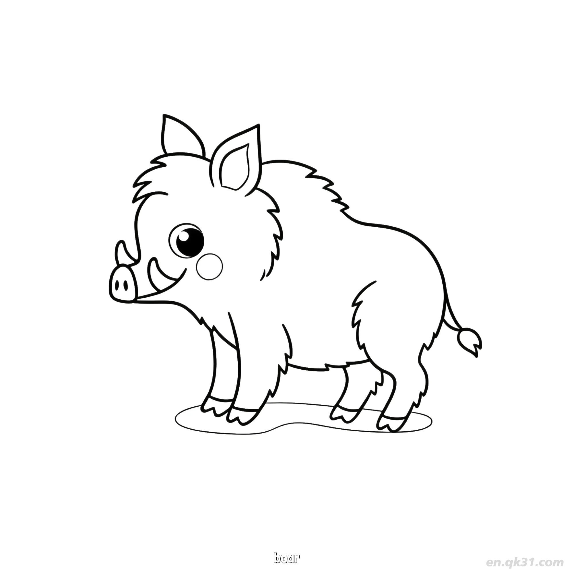 免费 带獠牙野猪涂色页 简笔画涂色页