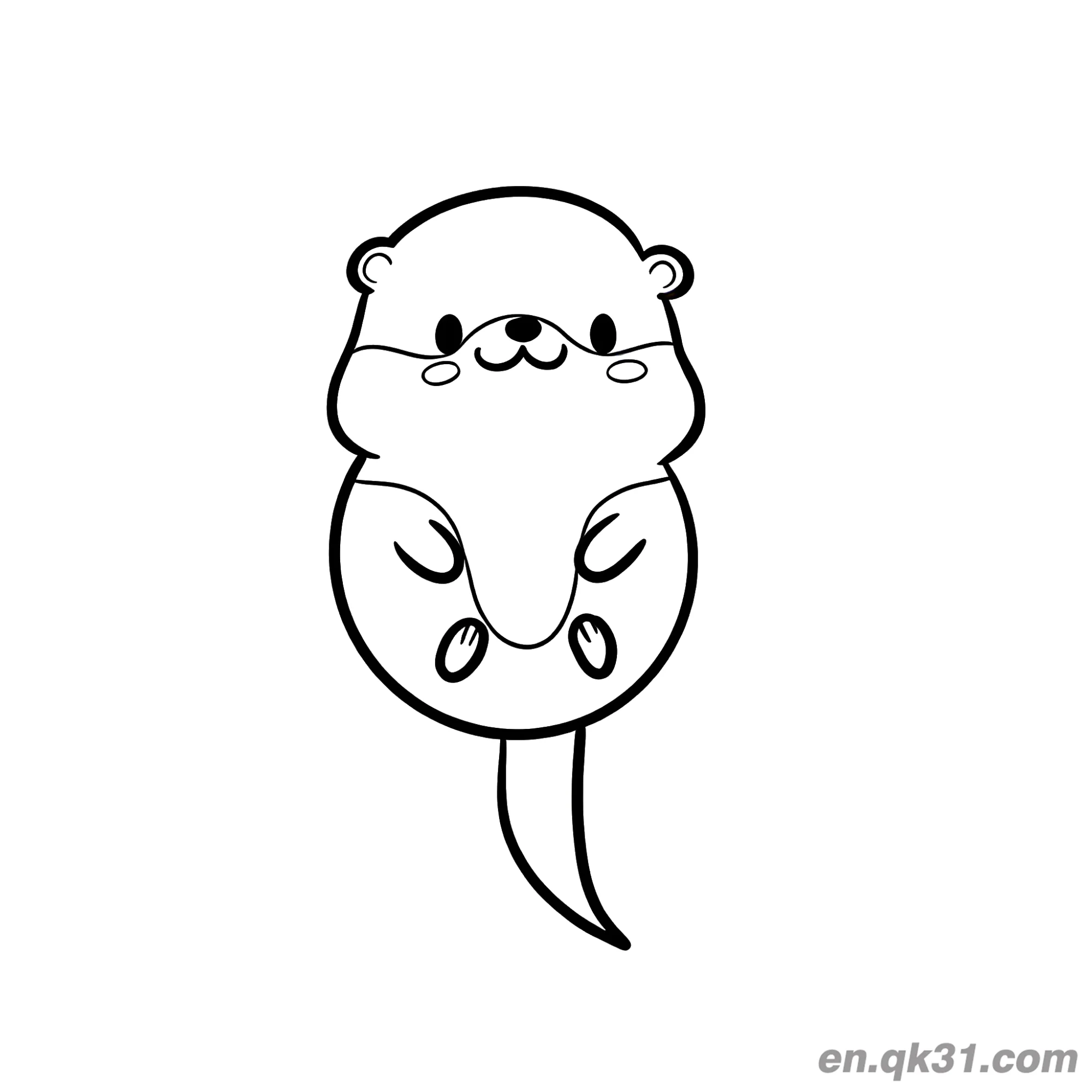 免费 圆形极简Q版水獭简笔画涂色页 简笔画涂色页
