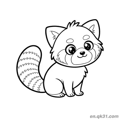 可爱坐着红熊猫涂色页 – 免费可打印简笔画涂色画