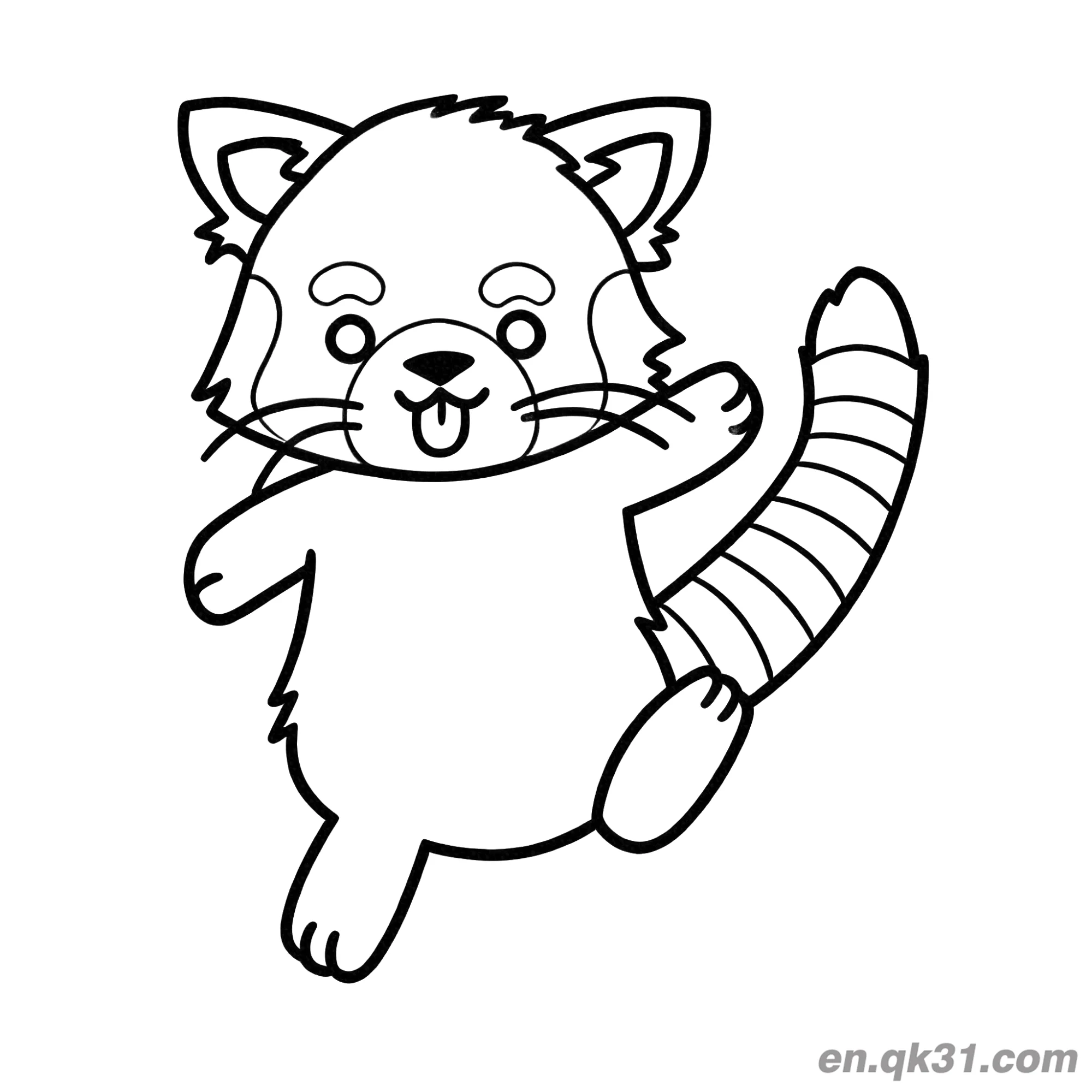 免费 快乐跳舞红熊猫涂色页 简笔画涂色页