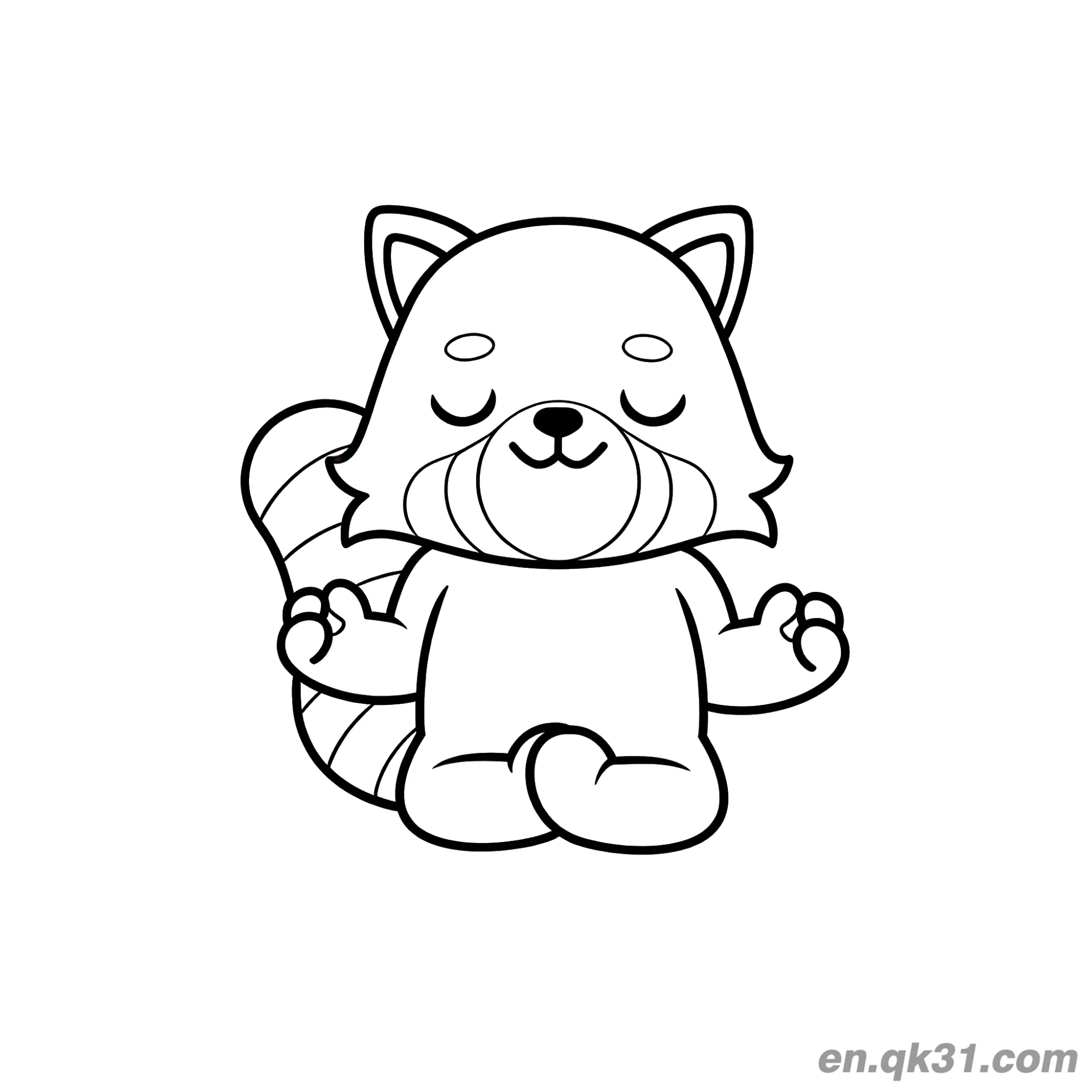 免费 冥想红熊猫涂色页 简笔画涂色页