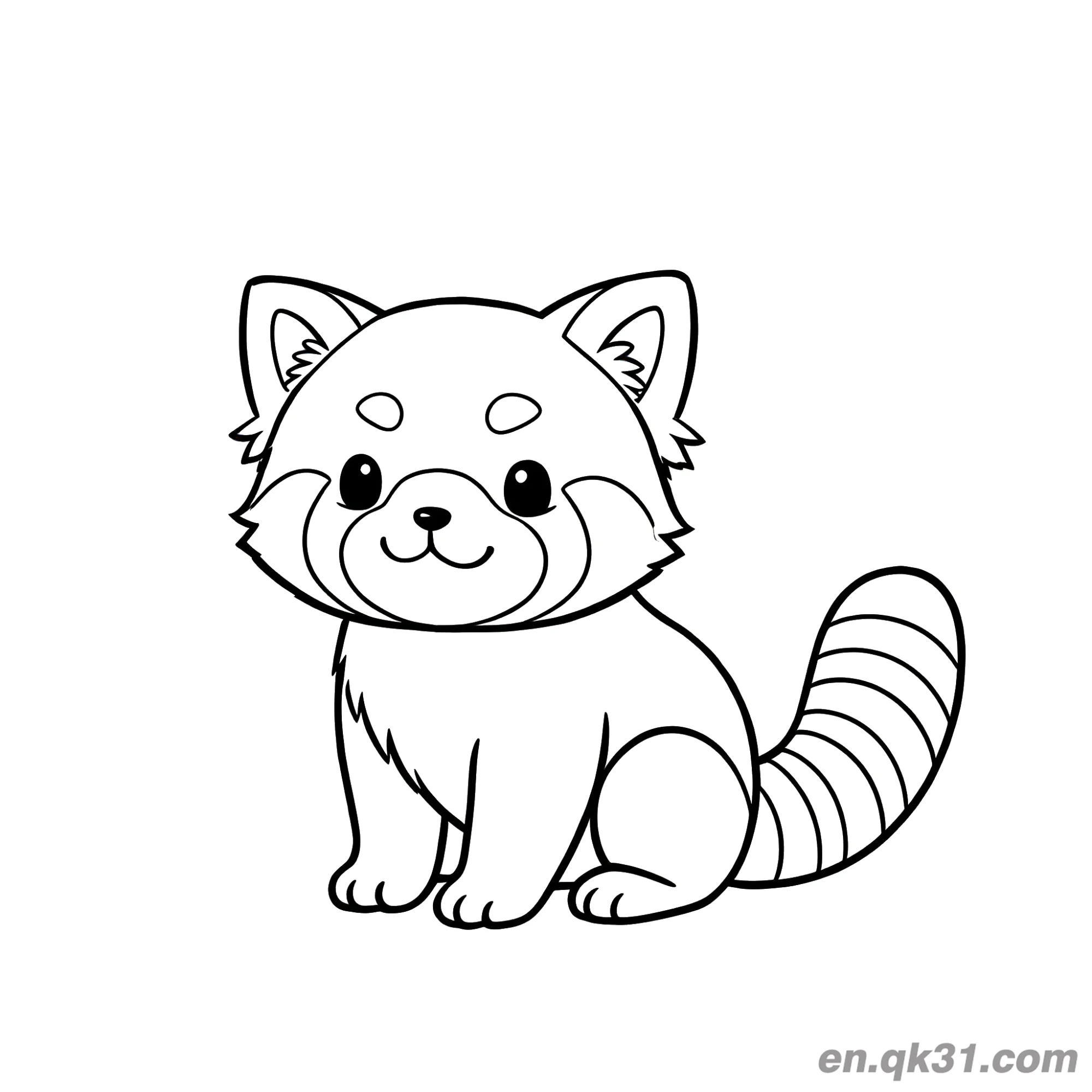 免费 极简坐着红熊猫涂色页 简笔画涂色页