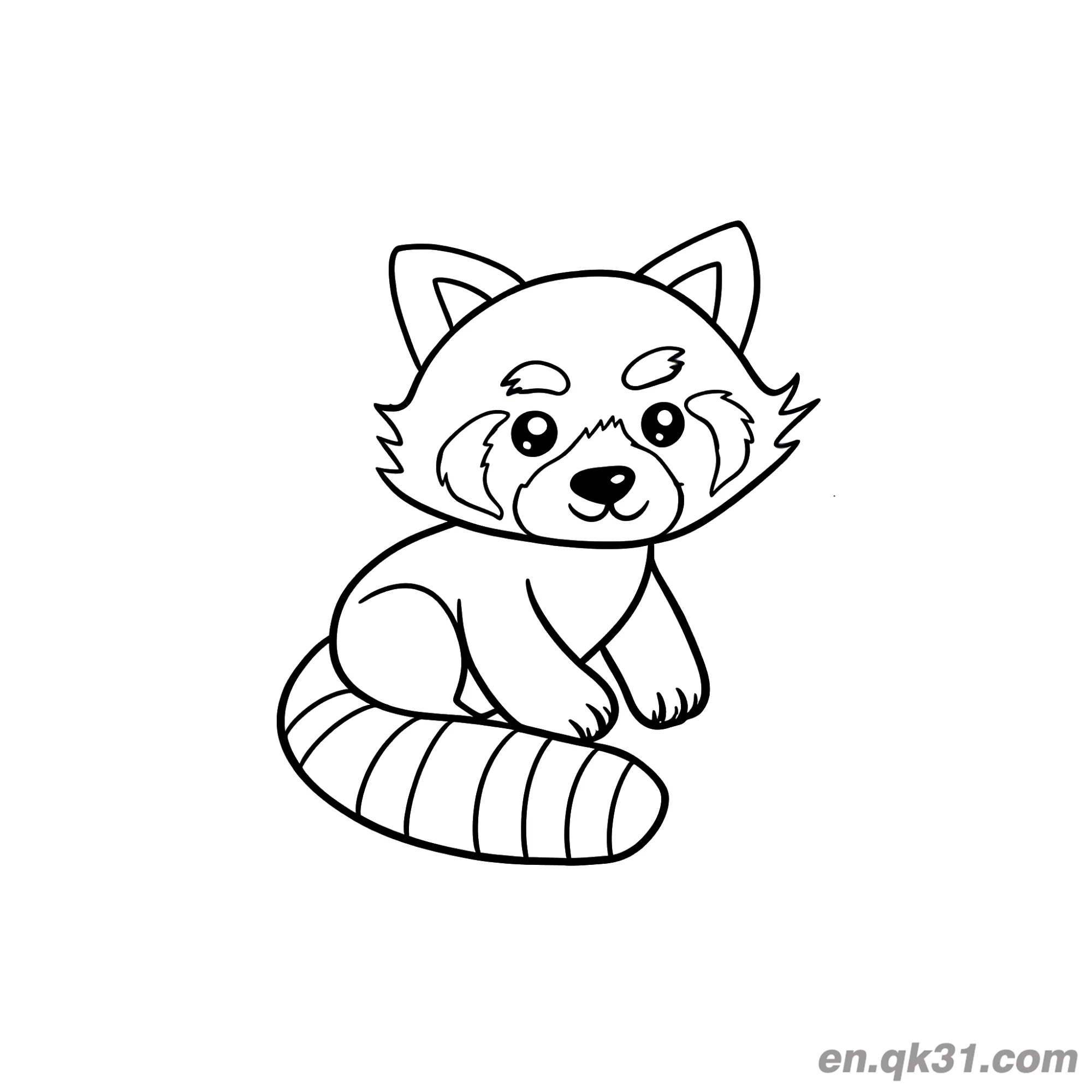 免费 红熊猫蹲在尾巴上涂色页 简笔画涂色页