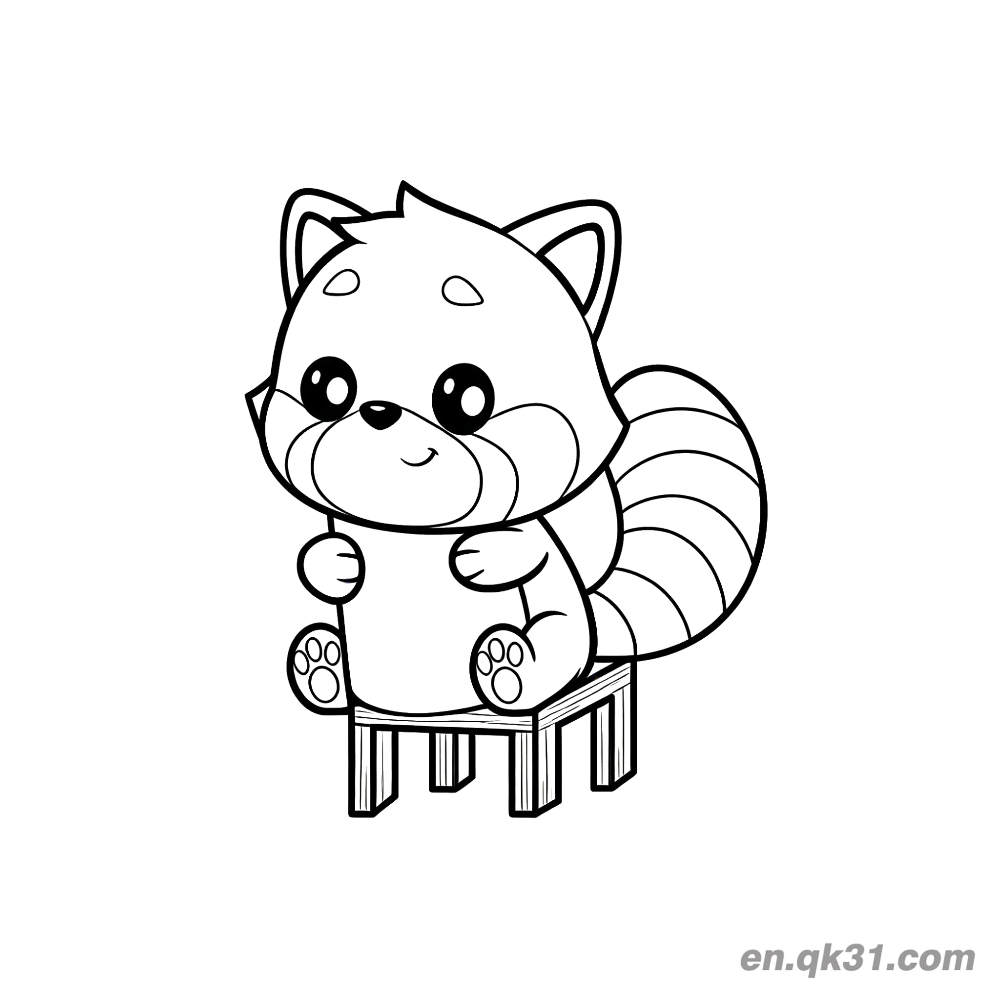 免费 红熊猫坐在椅子上涂色页 简笔画涂色页
