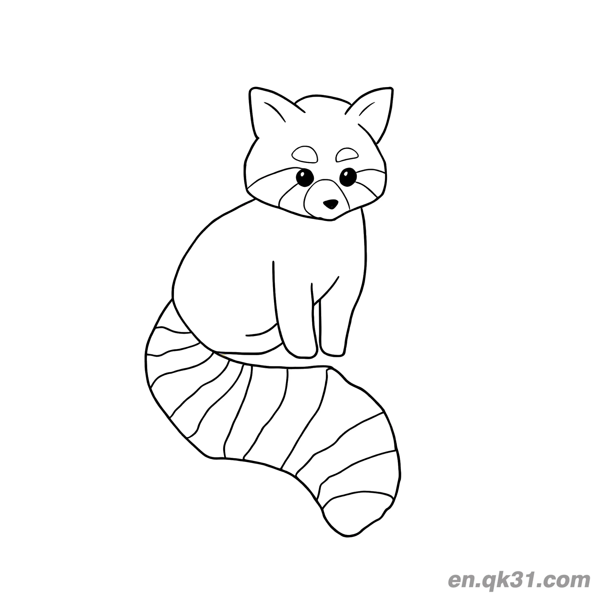 免费 红熊猫坐在尾巴上写实涂色页 简笔画涂色页