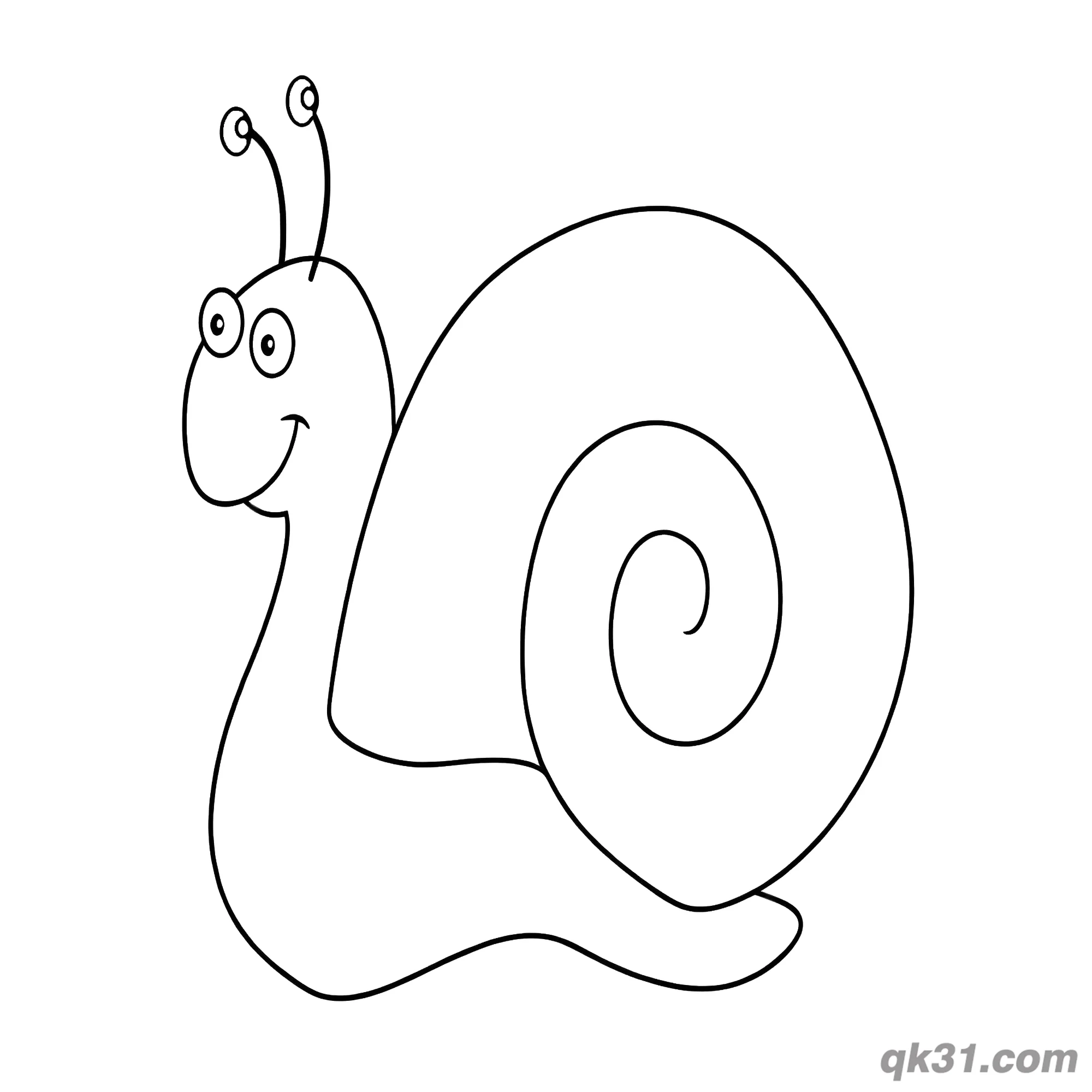 免费 修长温柔侧身蜗牛简笔画涂色页 简笔画涂色页