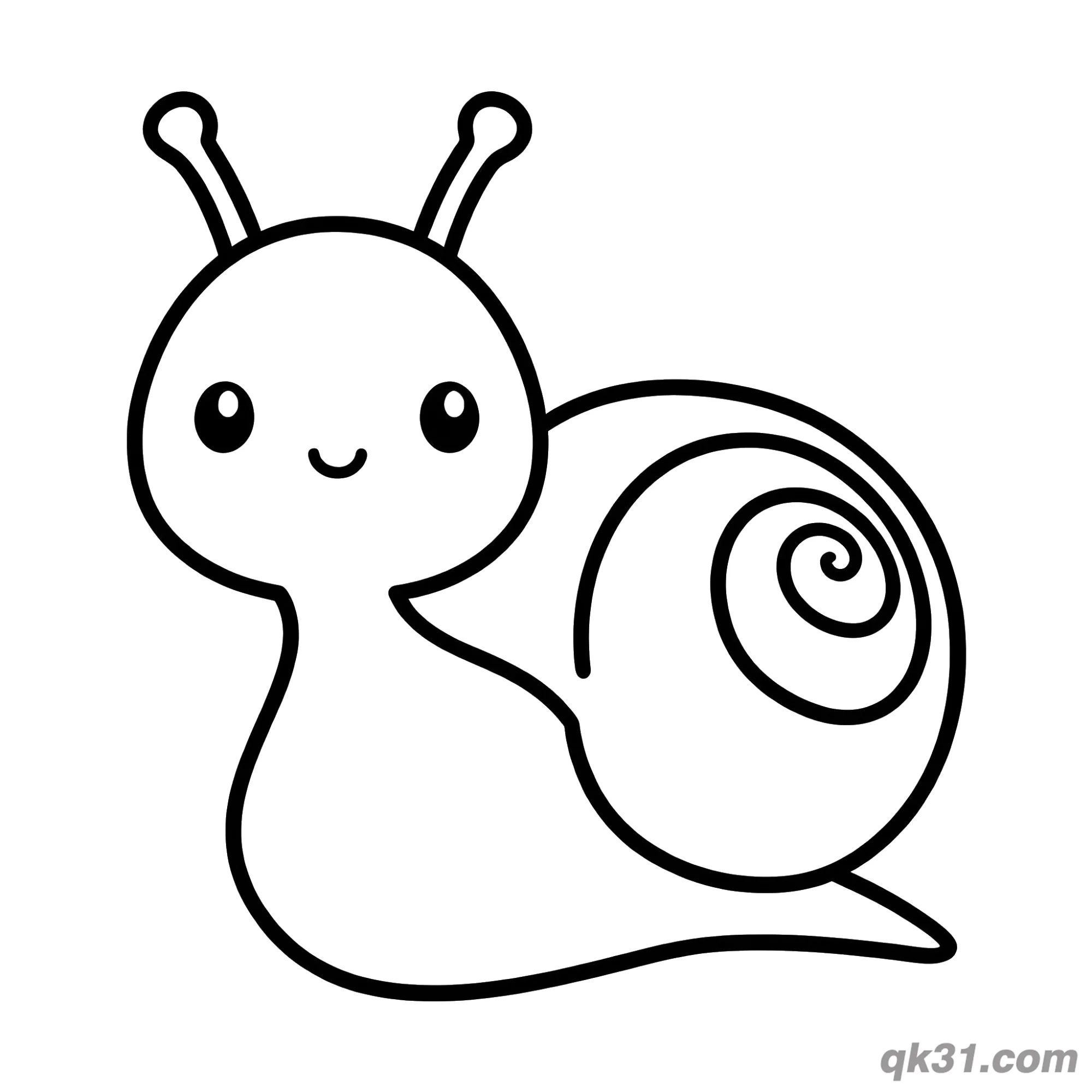 免费 幼儿友好圆头蜗牛简笔画涂色页 简笔画涂色页