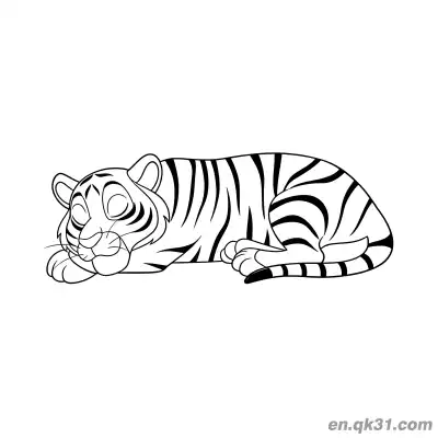 卡通睡觉老虎填色页 – 免费可打印简笔画涂色画