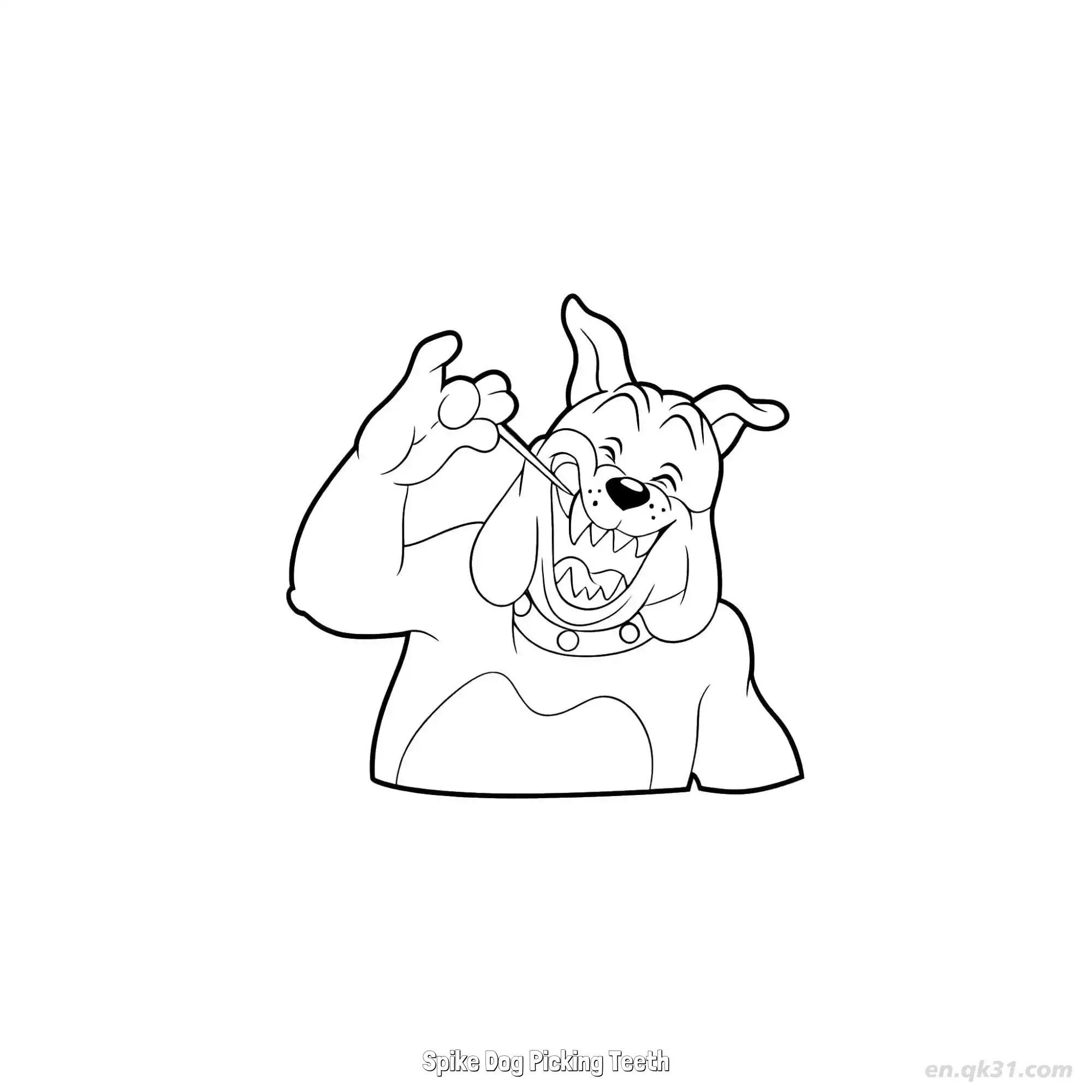 免费 剔牙的斯派克狗 简笔画 素描 涂鸦 - 免费可打印猫和老鼠 下载PDF 简笔画涂色页