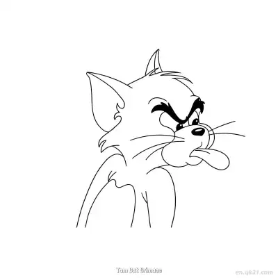 做鬼脸的汤姆猫 简笔画 素描 涂鸦 - 免费可打印猫和老鼠 下载PDF – 免费可打印简笔画涂色画