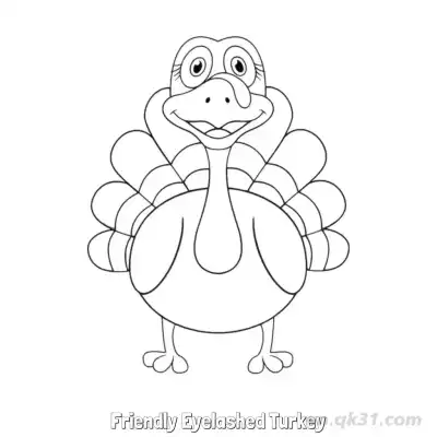 友好长睫毛火鸡 简笔画 素描 涂鸦 - 免费可打印 火鸡简笔画 下载PDF – 免费可打印简笔画涂色画