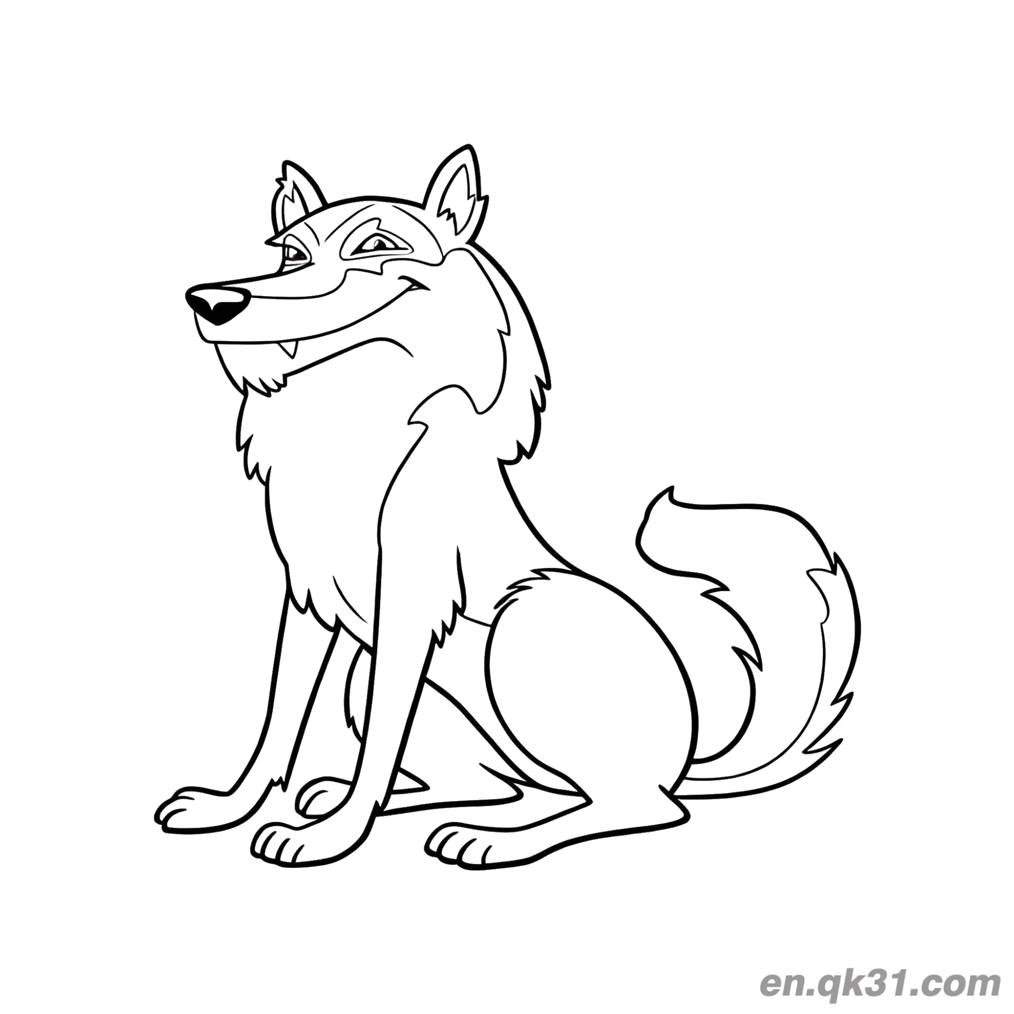 免费 狡猾微笑野狼简笔画涂色页 简笔画涂色页