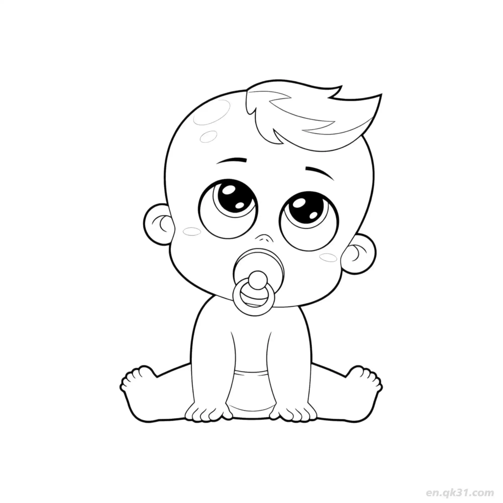 发呆的婴儿 简笔画 素描 涂鸦 - 免费可打印 婴儿简笔画 下载PDF简笔画涂色画 – 为儿童和成人提供的免费可打印简笔画涂色画