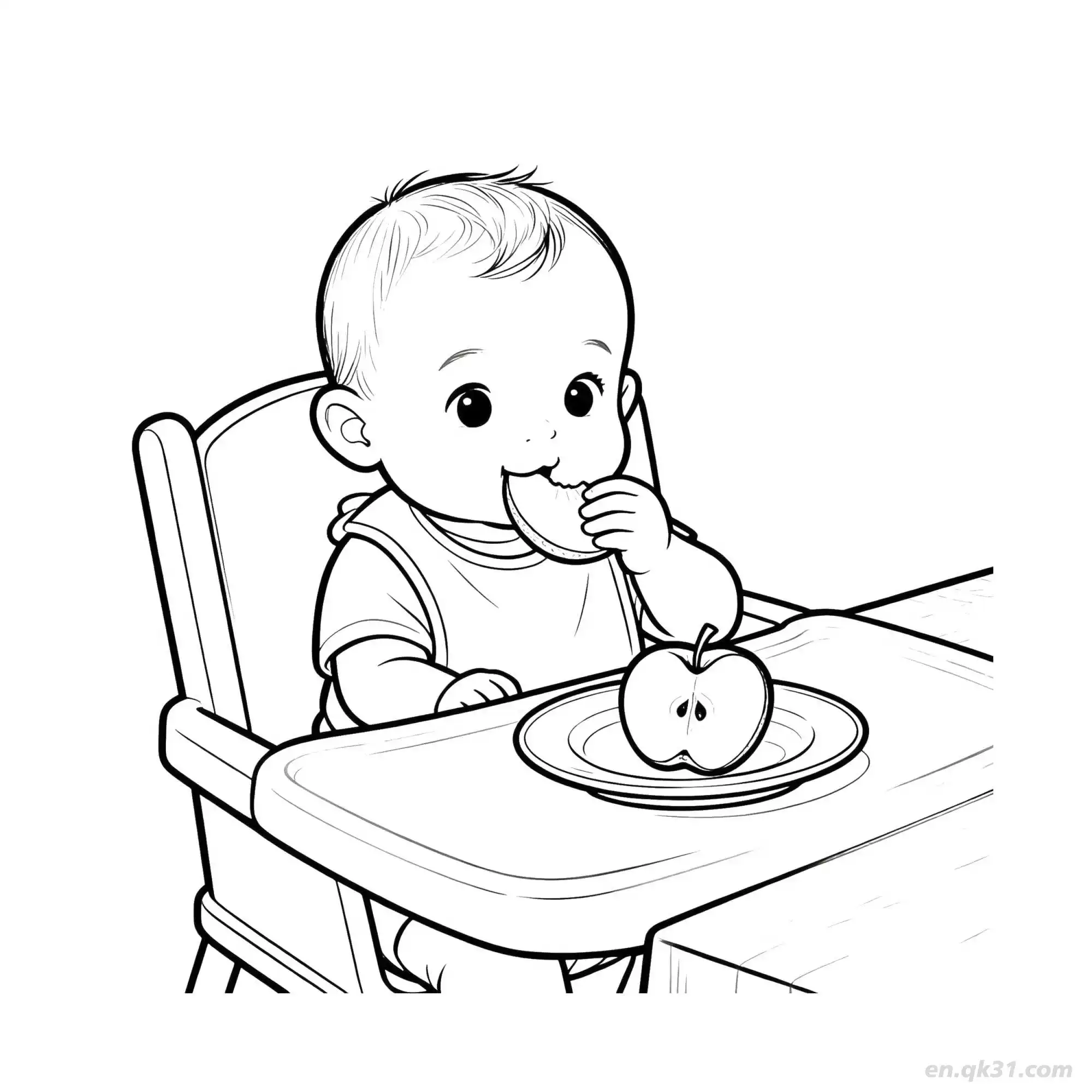 学吃饭的婴儿 3简笔画 素描 涂鸦 - 免费可打印 婴儿简笔画 下载PDF简笔画涂色画 – 为儿童和成人提供的免费可打印简笔画涂色画