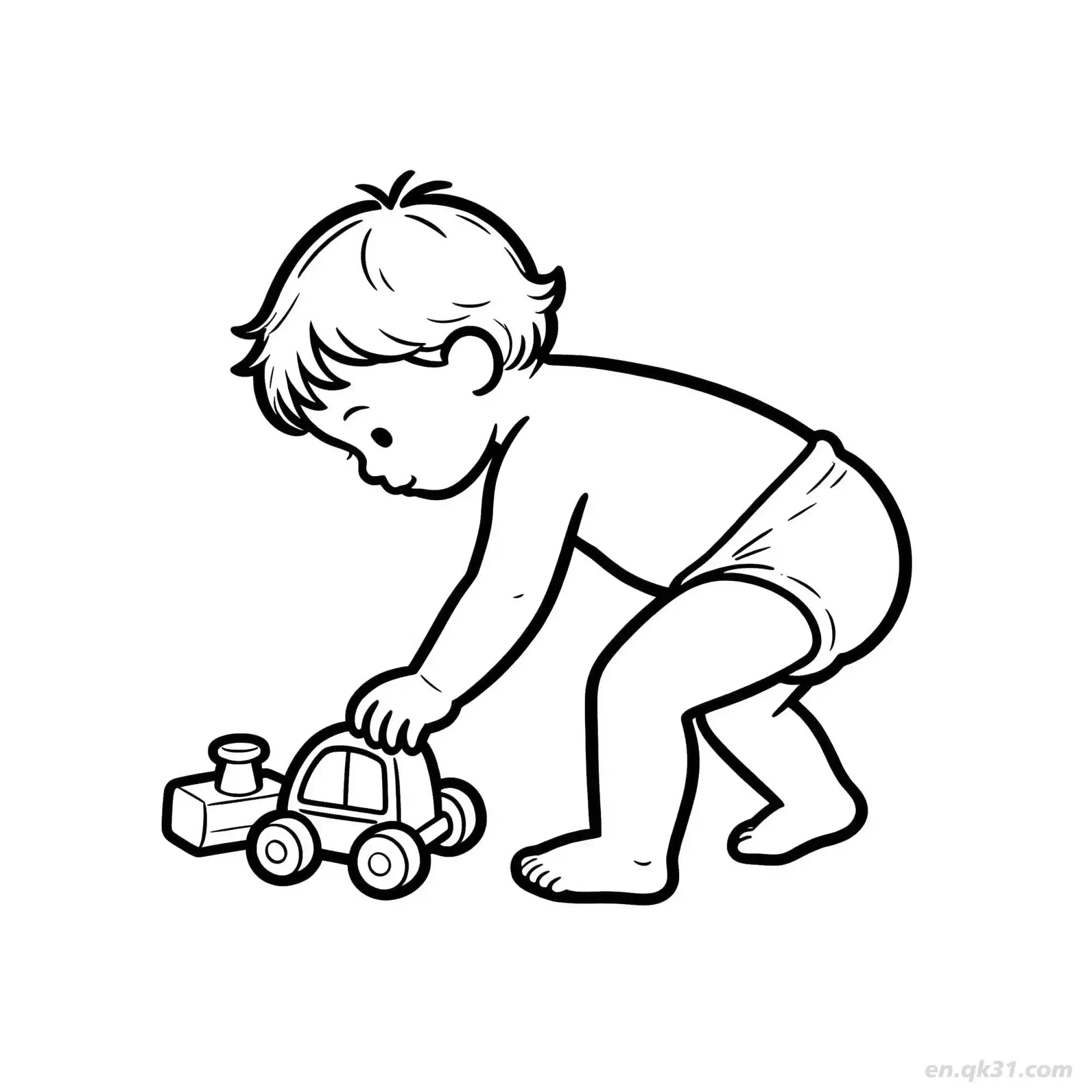玩玩具的婴儿 1简笔画 素描 涂鸦 - 免费可打印 婴儿简笔画 下载PDF简笔画涂色画 – 为儿童和成人提供的免费可打印简笔画涂色画
