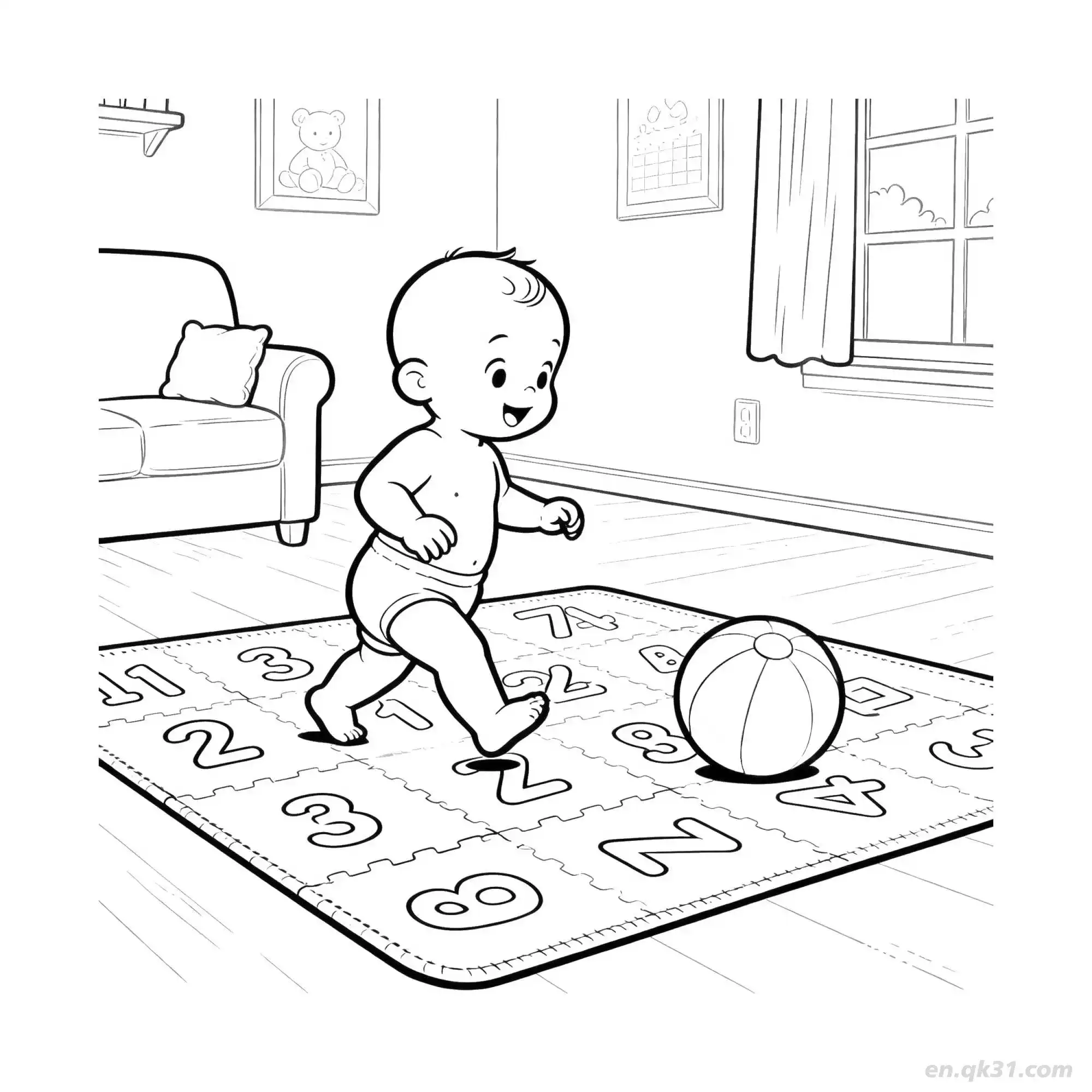 玩玩具的婴儿 8简笔画 素描 涂鸦 - 免费可打印 婴儿简笔画 下载PDF简笔画涂色画 – 为儿童和成人提供的免费可打印简笔画涂色画